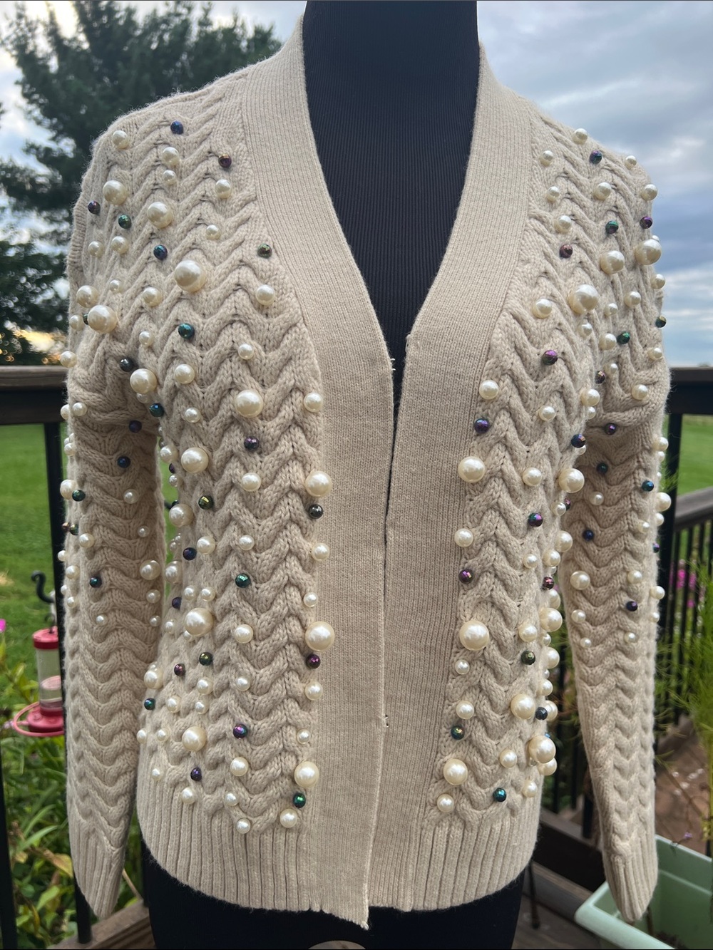 Boston Proper Pearl and Gem Sweater